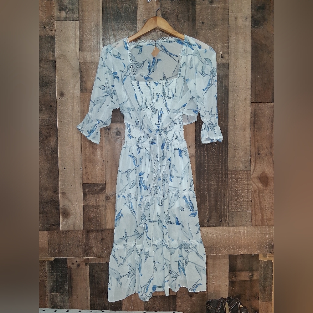 Unbranded 2 Piece Floral Blue and White Dress & Top Size Small - Picture 2 of 6